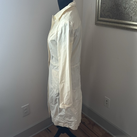 Twinkle by Wenlan ivory cotton single front light unlined trench coat Sz 8 dress - Picture 3 of 7